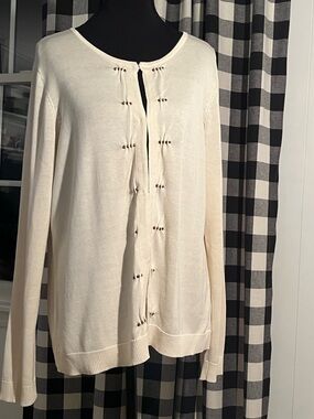 NWOT Coldwater Creek Cream Cardigan with Gold Toggle Accents Size L